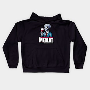 Worth the Trip - Alien with Wine Kids Hoodie